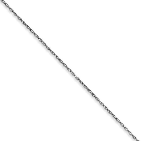 0.5mm 14k White Gold Cable Rope Chain Necklace 20 Inch